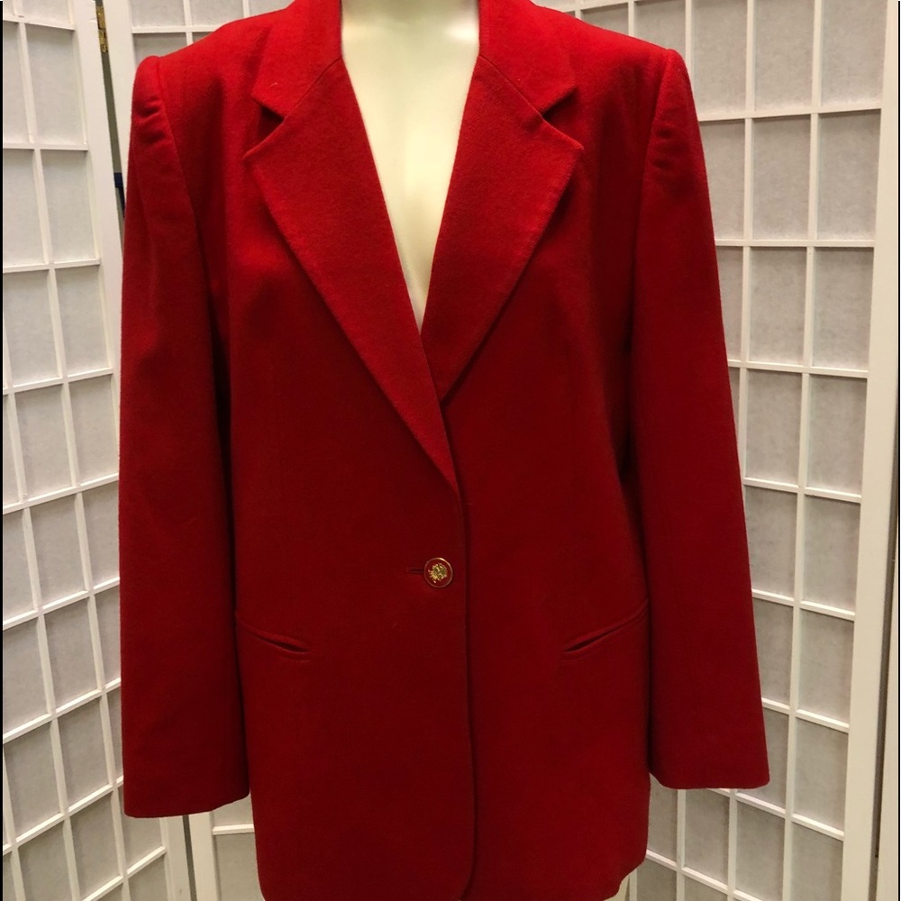 Harlan Woman blazer red 100% Wool Size 10 Classic